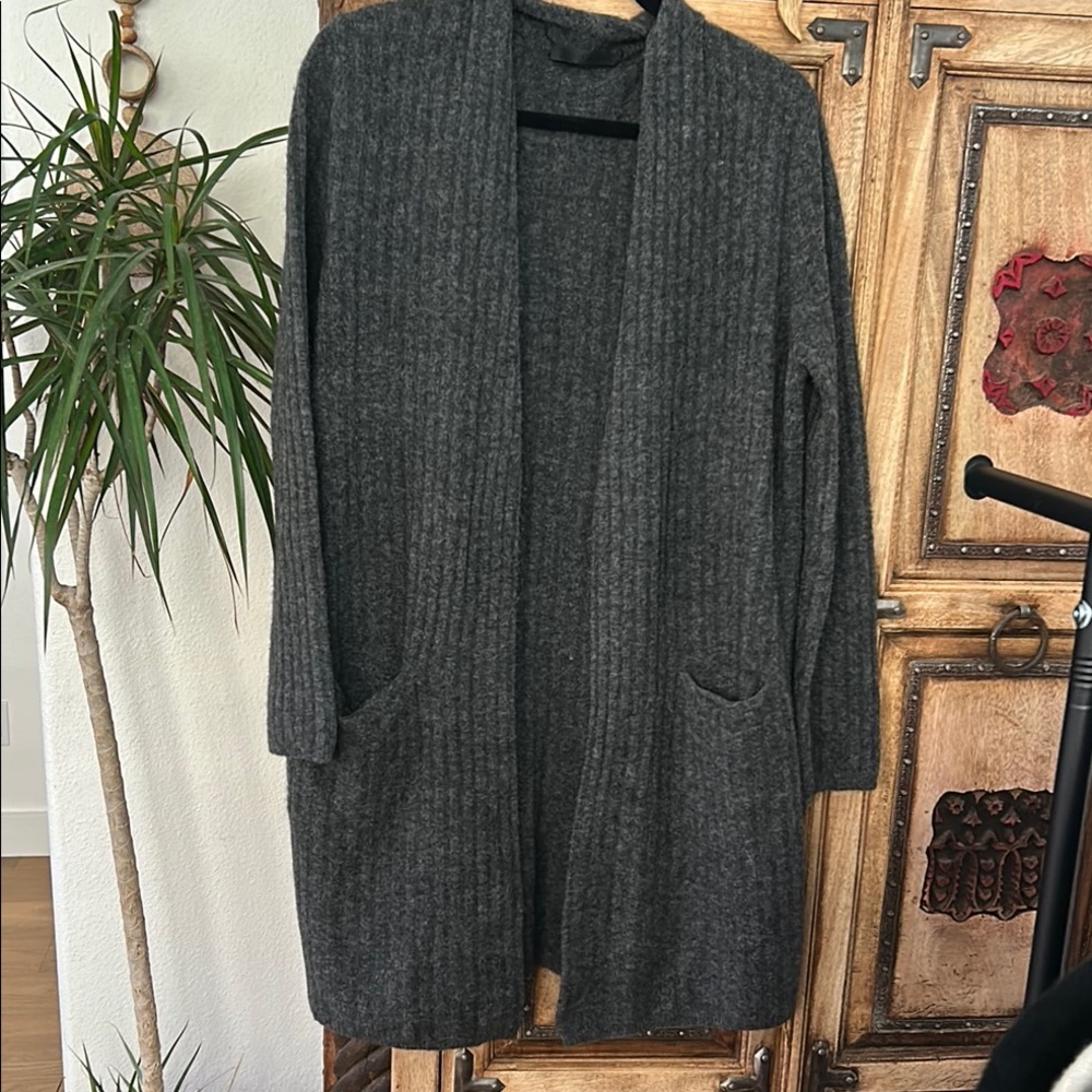 Jenni Kayne Charcoal Ribbed Sweater Coat